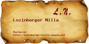 Lozinberger Nilla névjegykártya